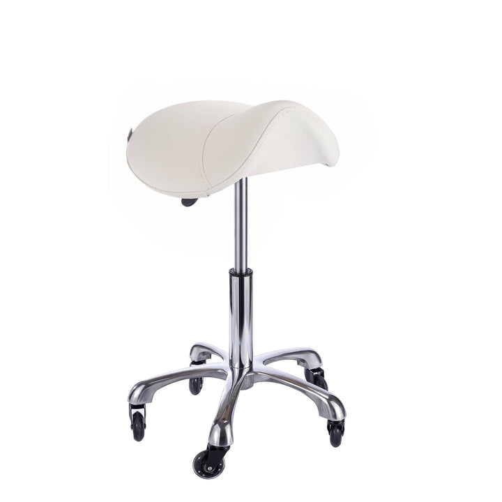 Spa Numa SADDLE Stool with Metal Base (1010A) White FF-SOB-MSTRCHR-1010A-WHT