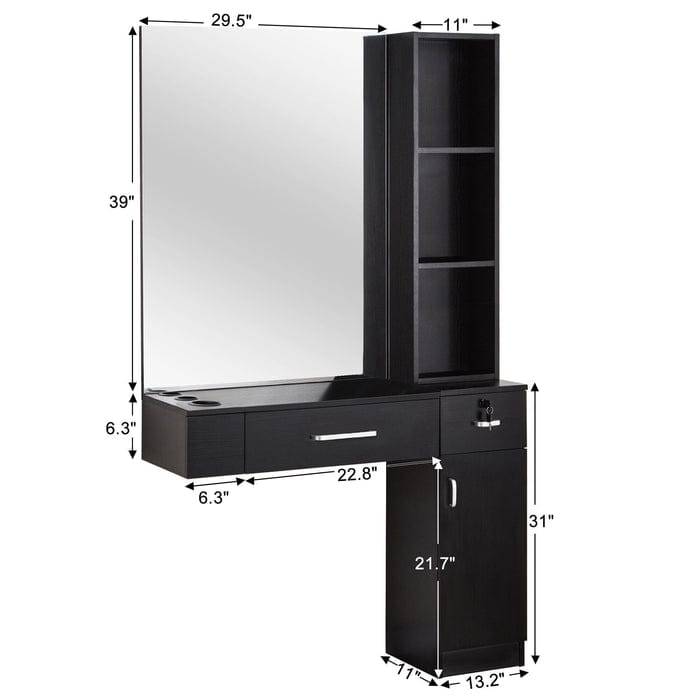 Brooks Salon Furnishing MirroStyle Wall-Mount Hair Station