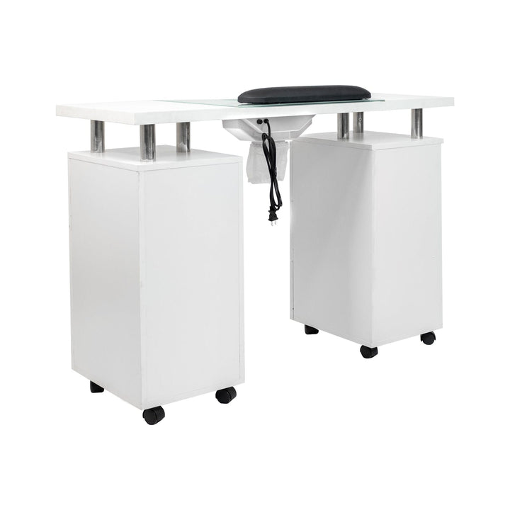 Mayakoba Glasglow II Manicure Table, Salon Nail Table NLI-NTBL-7151-WHT-KIT