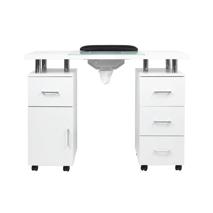 Mayakoba Glasglow II Manicure Table, Salon Nail Table NLI-NTBL-7151-WHT-KIT