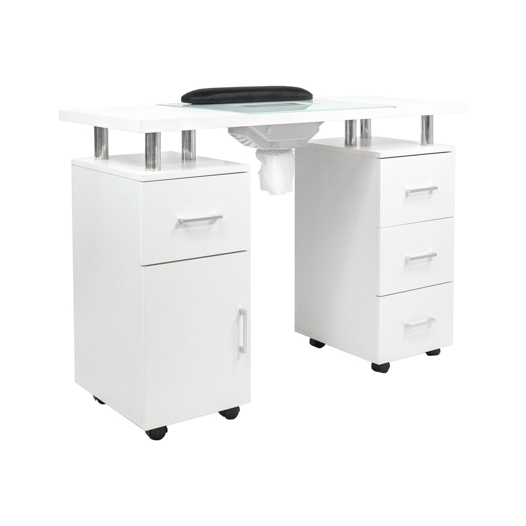 Mayakoba Glasglow II Manicure Table, Salon Nail Table NLI-NTBL-7151-WHT-KIT