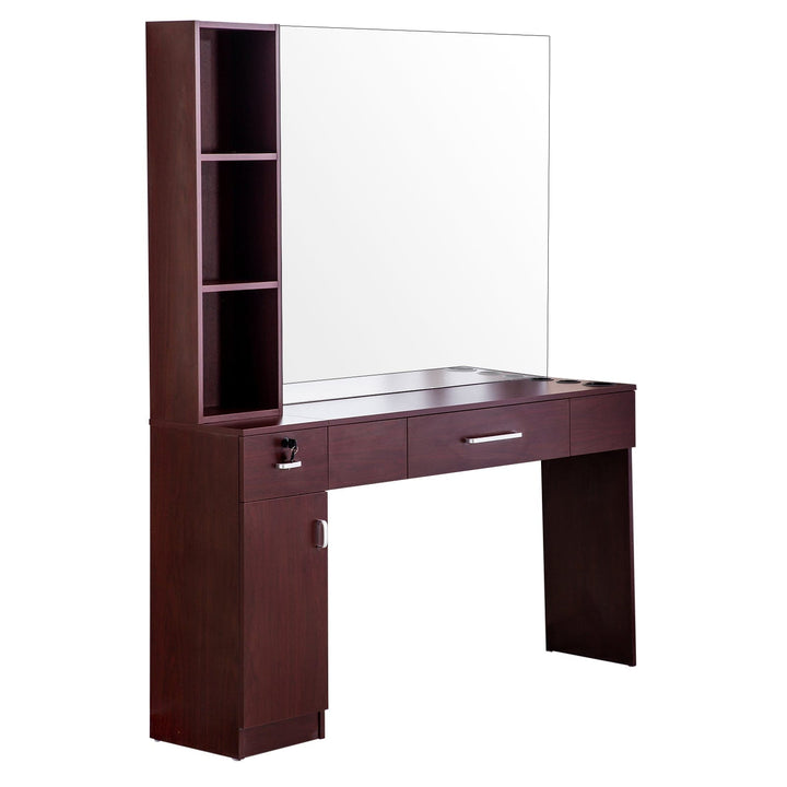 Brooks Salon Furnishing StylePro Wall Mount Mirror & Barber Station Brown DSP-BBP-SYSTL-6154-3046BR