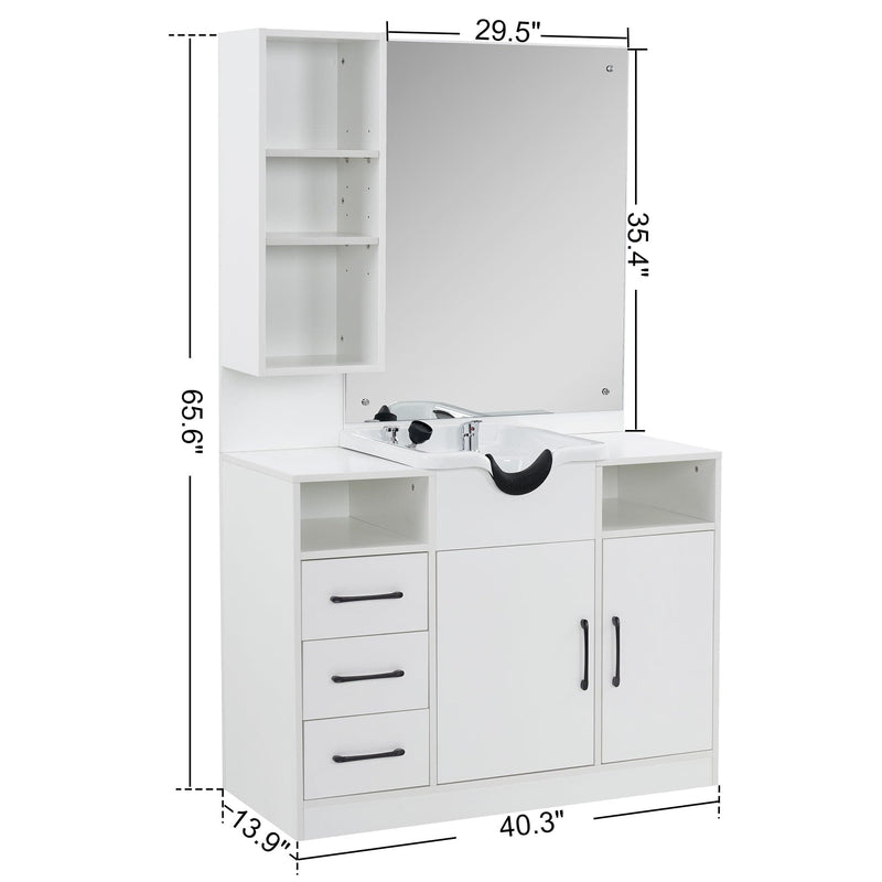 Brooks Salon Furnishing VersaStyler Shampoo Station White DSP-BBB-BWSH-6154-3140W