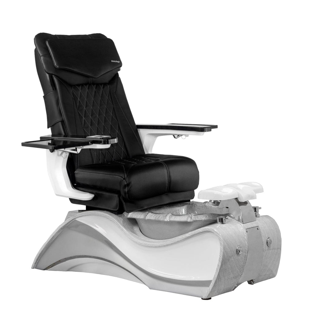 Mayakoba FIOR Shiatsulogic DX Pedicure Chair DX-Black / Ultra White with Grey Oak Trim AYC-SPA-FIOR-DX2307-1255WHTGRY-18VBLK