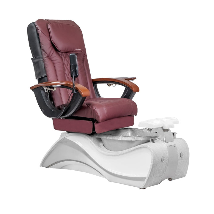 Mayakoba FIOR Shiatsulogic EX-R Pedicure Chair Burgundy_EXR / Ultra White with Grey Oak Trim AYC-SPA-FIOR-EXR2007-1255WHTGRY-20VBG