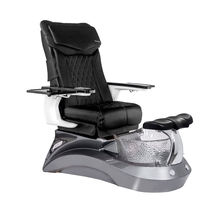 Mayakoba LOTUS II Shiatsulogic DX Pedicure Chair DX-Black / Metallic Grey and Crystal Lotus II AYC-SPA-LOTUS-2-DX-839MLTGRY-18VBLK