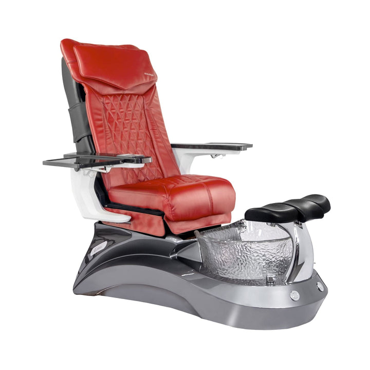 Mayakoba LOTUS II Shiatsulogic DX Pedicure Chair DX-Red / Metallic Grey and Crystal Lotus II AYC-SPA-LOTUS-2-DX-839MLTGRY-18VRED