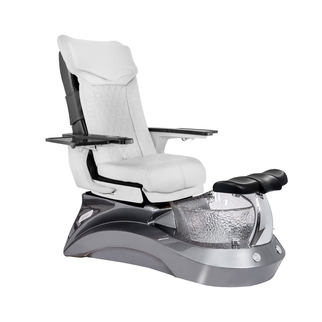 Mayakoba LOTUS II Shiatsulogic DX Pedicure Chair DX-White / Metallic Grey and Crystal Lotus II AYC-SPA-LOTUS-2-DX-839MLTGRY-18VWHT