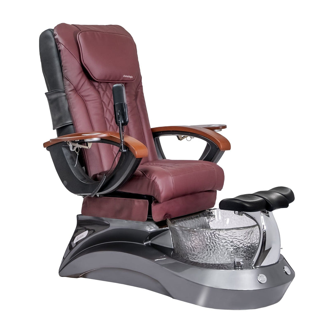 Mayakoba LOTUS II Shiatsulogic EX-R Pedicure Chair Burgundy EXR / Metallic Grey and Crystal Lotus II AYC-SPA-LOTUS-2-EXR-839MLTGRY-20VBG