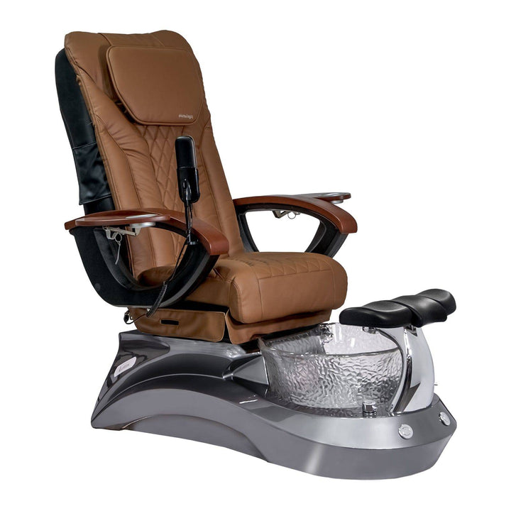 Mayakoba LOTUS II Shiatsulogic EX-R Pedicure Chair Cappuccino EXR / Metallic Grey and Crystal Lotus II AYC-SPA-LOTUS-2-EXR-839MLTGRY-20VCPO