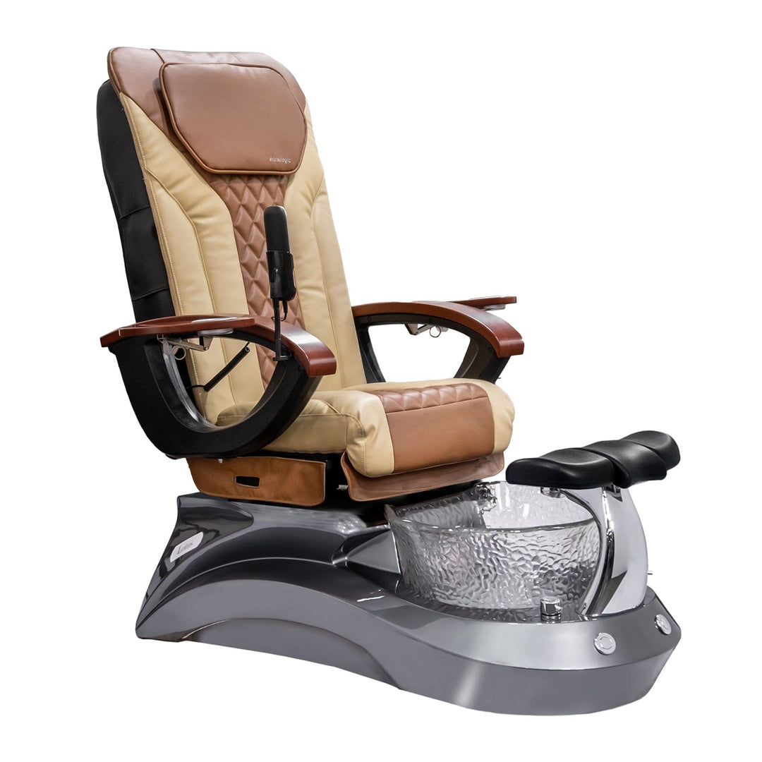 Mayakoba LOTUS II Shiatsulogic EX-R Pedicure Chair Sand and Cappuccino EXR / Metallic Grey and Crystal Lotus II AYC-SPA-LOTUS-2-EXR-839MLTGRY-20VSDCPO