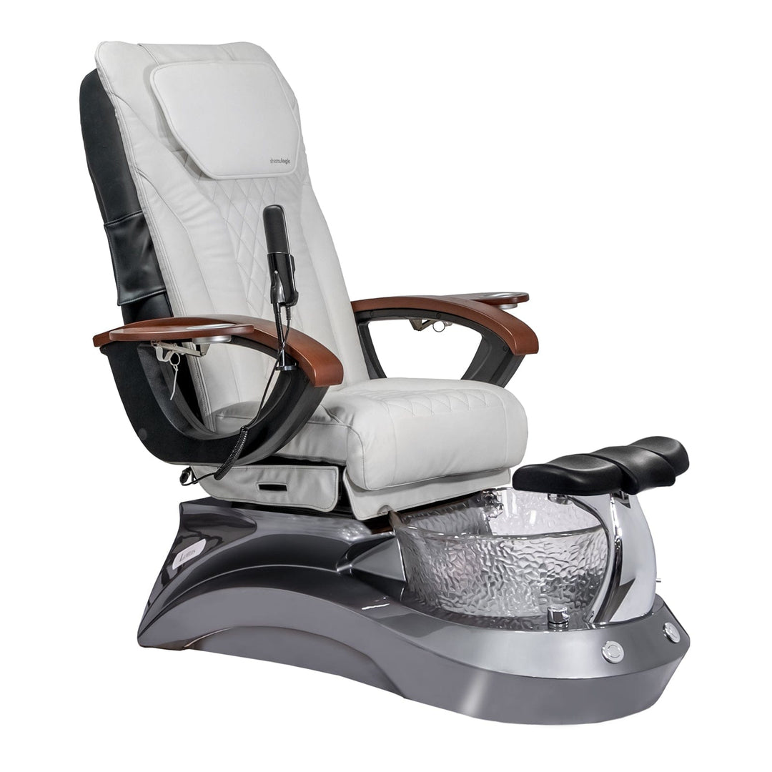 Mayakoba LOTUS II Shiatsulogic EX-R Pedicure Chair White EXR / Metallic Grey and Crystal Lotus II AYC-SPA-LOTUS-2-EXR-839MLTGRY-20VWHT