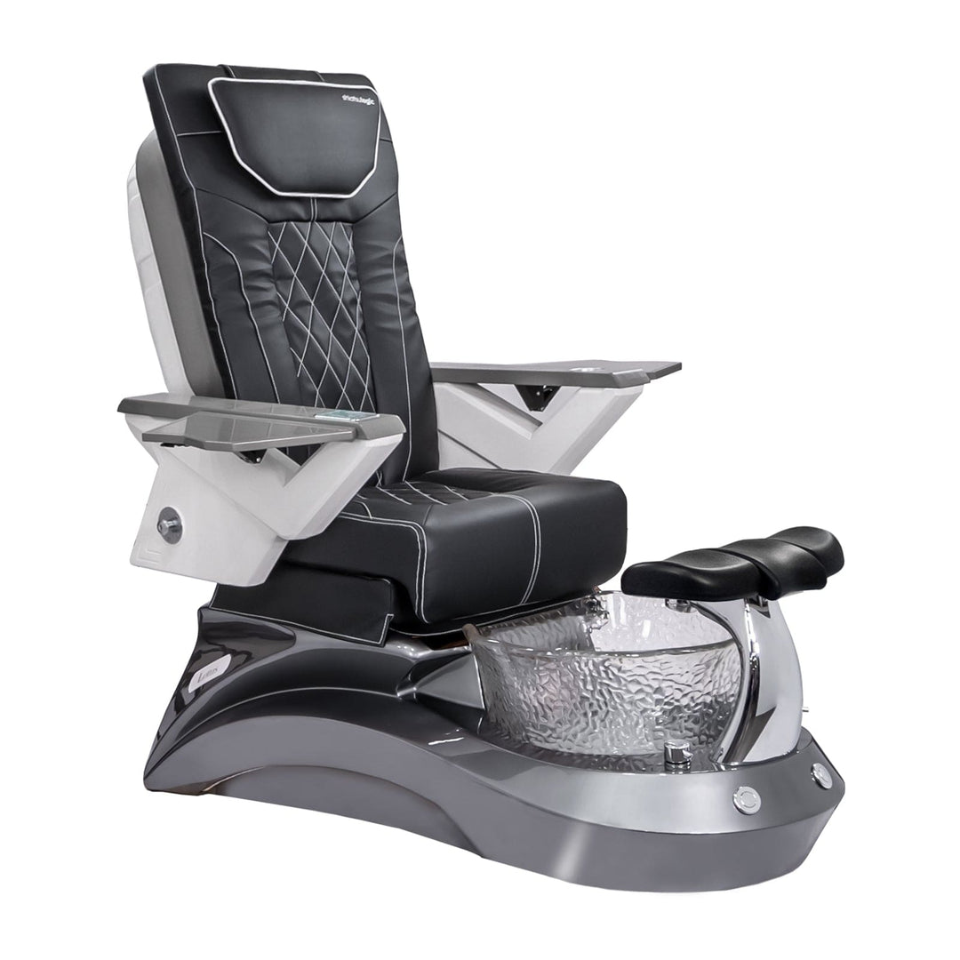 Mayakoba LOTUS II Shiatsulogic FX Pedicure Chair Black FX / Metallic Grey and Crystal Lotus II AYC-SPA-LOTUS-2-FX9653-839MLTGRY-53BLK