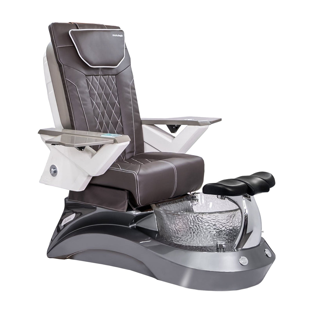 Mayakoba LOTUS II Shiatsulogic FX Pedicure Chair Chocolate FX / Metallic Grey and Crystal Lotus II AYC-SPA-LOTUS-2-FX9653-839MLTGRY-53CHO