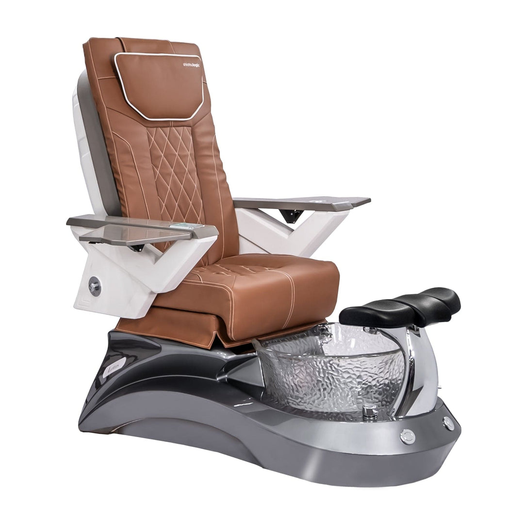 Mayakoba LOTUS II Shiatsulogic FX Pedicure Chair Cappuccino FX / Metallic Grey and Crystal Lotus II AYC-SPA-LOTUS-2-FX9653-839MLTGRY-53CPO