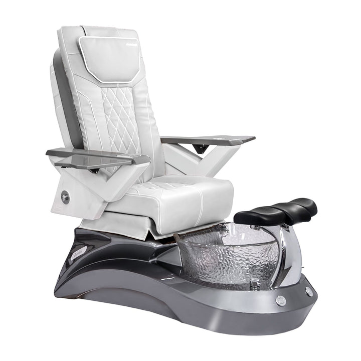 Mayakoba LOTUS II Shiatsulogic FX Pedicure Chair White FX / Metallic Grey and Crystal Lotus II AYC-SPA-LOTUS-2-FX9653-839MLTGRY-53WHT