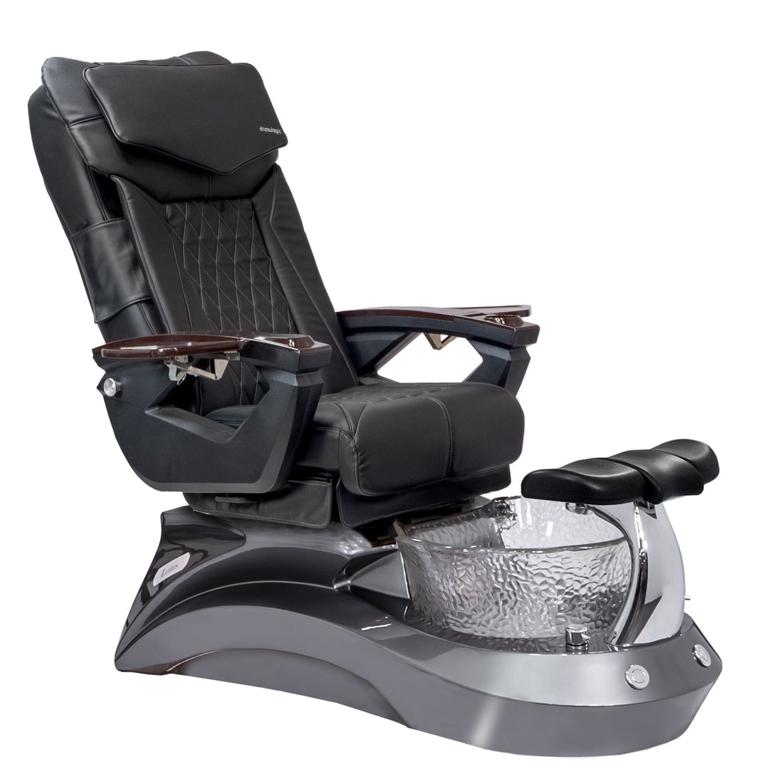 Mayakoba LOTUS II Shiatsulogic LX Pedicure Chair Black LX / Metallic Grey and Crystal Lotus II AYC-SPA-LOTUS-2-LX-839MLTGRY-18VBLK