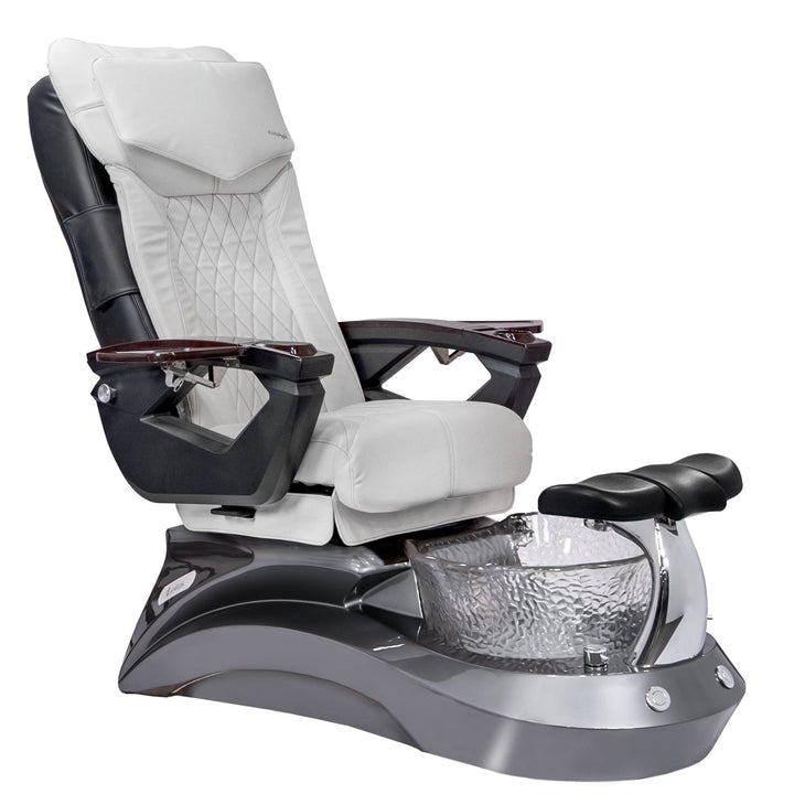 Mayakoba LOTUS II Shiatsulogic LX Pedicure Chair White LX / Metallic Grey and Crystal Lotus II AYC-SPA-LOTUS-2-LX-839MLTGRY-18VWHT