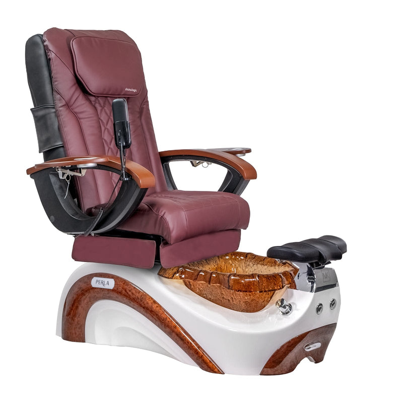 Mayakoba PERLA Shiatsulogic EX-R Pedicure Chair Burgundy EXR / White and Gold Perla II AYC-SPA-PERLA-EXR2007-822WHTGLD-II-16VBG