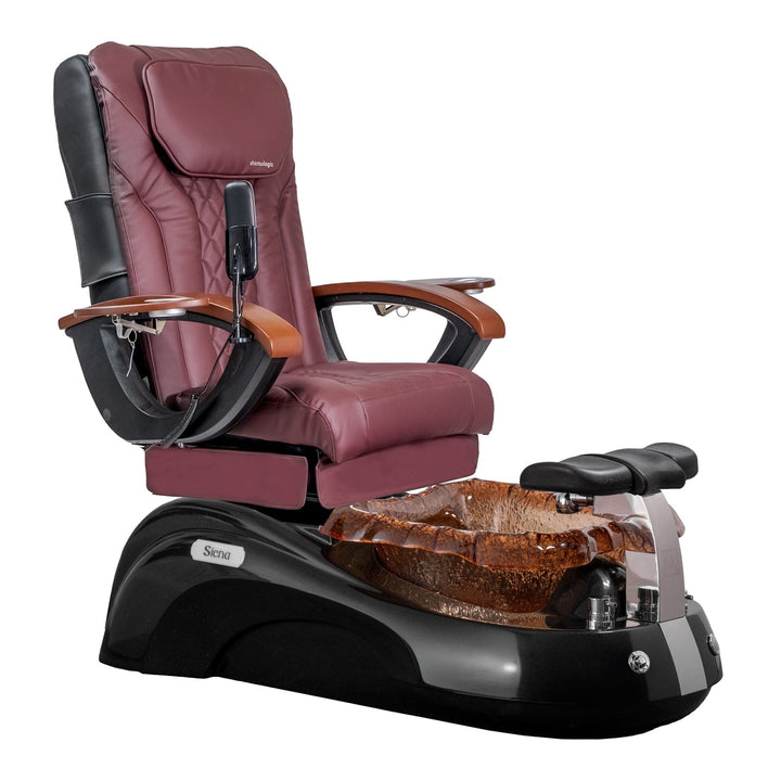 Mayakoba SIENA Shiatsulogic EX-R Pedicure Chair Burgundy EXR / Black and Gold Siena AYC-SPA-SIENA-EXR2007-817BLKGLD-20VBG