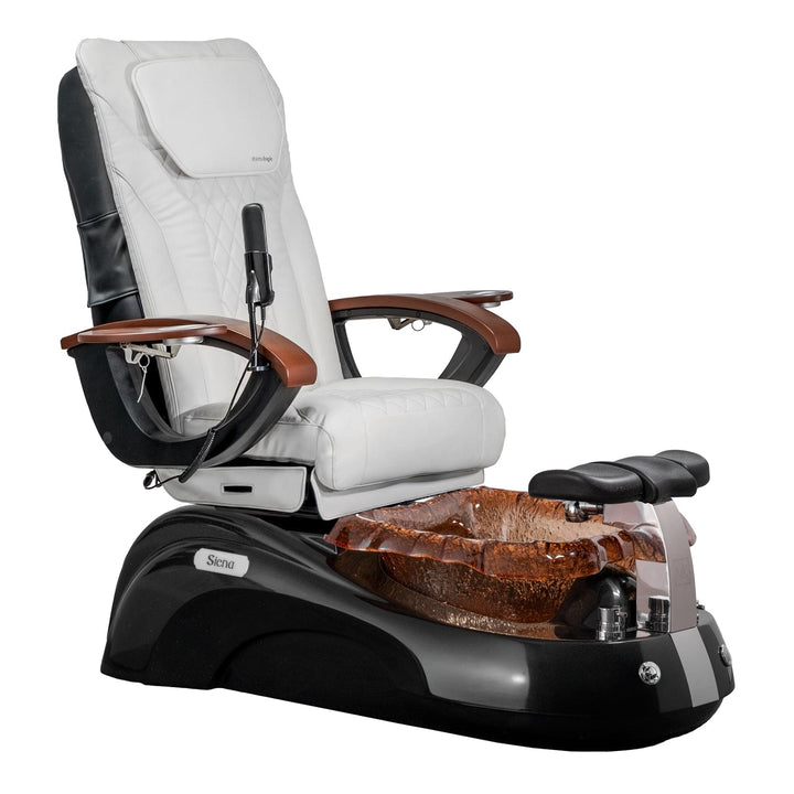 Mayakoba SIENA Shiatsulogic EX-R Pedicure Chair White EXR / Black and Gold Siena AYC-SPA-SIENA-EXR2007-817BLKGLD-20VWHT