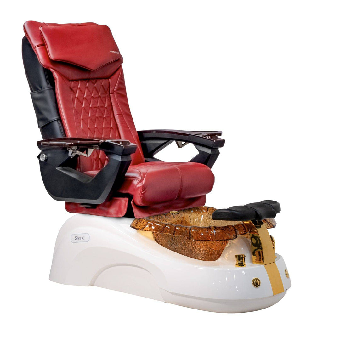 Mayakoba SIENA Shiatsulogic LX Pedicure Chair Deep Red LX / White and Gold Siena AYC-SPA-SIENA-LX1807-817WHGLD-18VRD