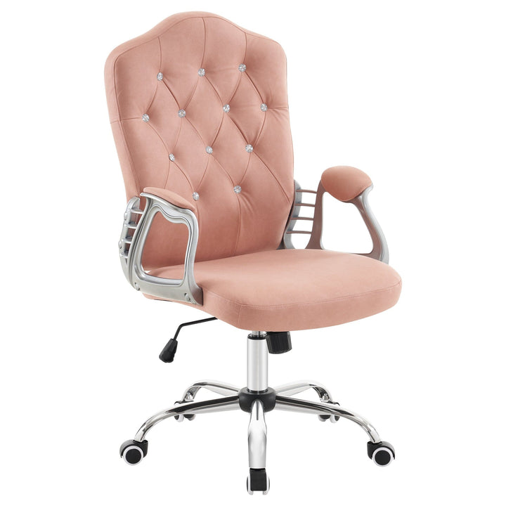 Brooks Salon Furnishing The Sophia Tufted Rolling Chair Pink DSP-BBP-CUCHR-6153-3535PINK