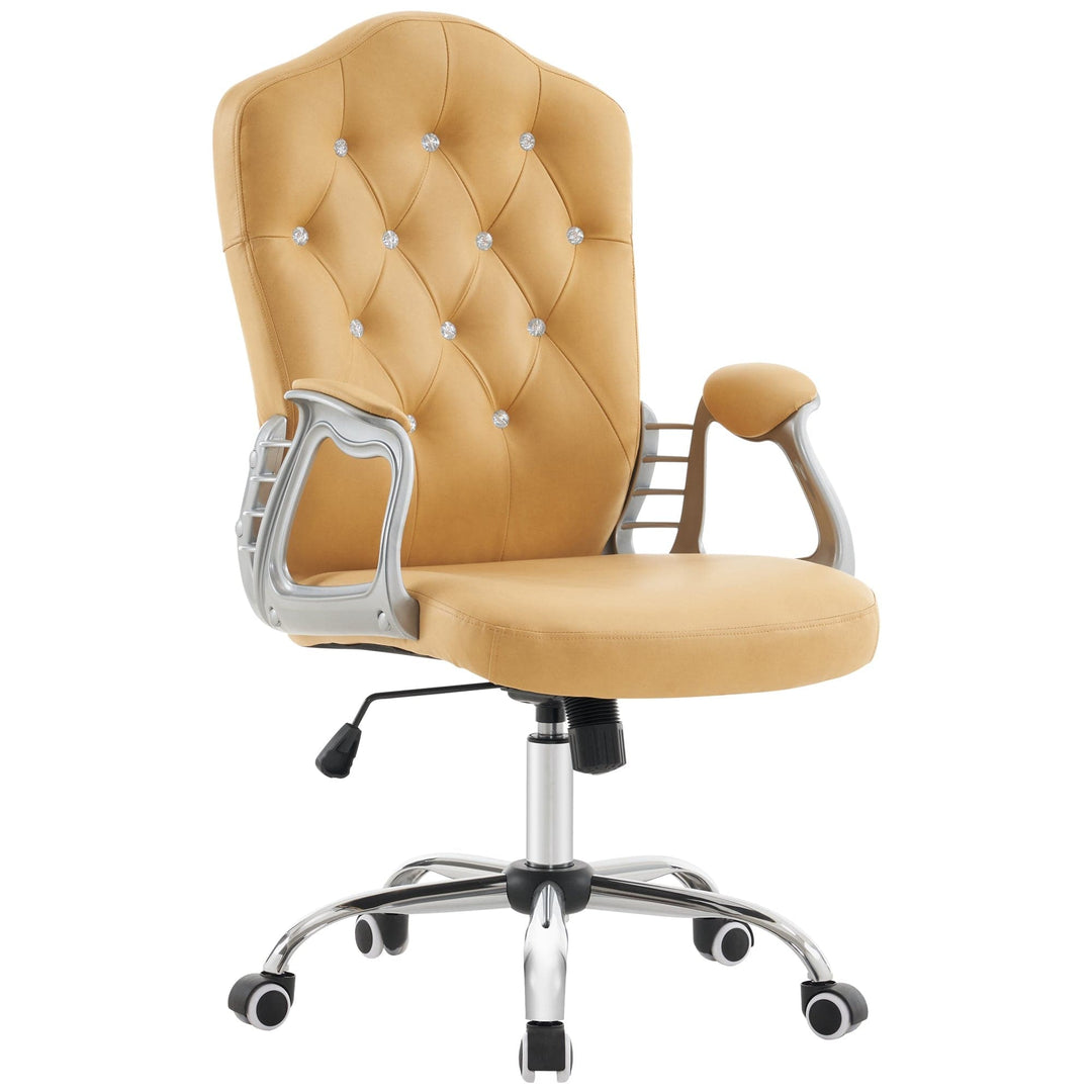 Brooks Salon Furnishing The Sophia Tufted Rolling Chair Yellow DSP-BBP-CUCHR-6153-3535YL