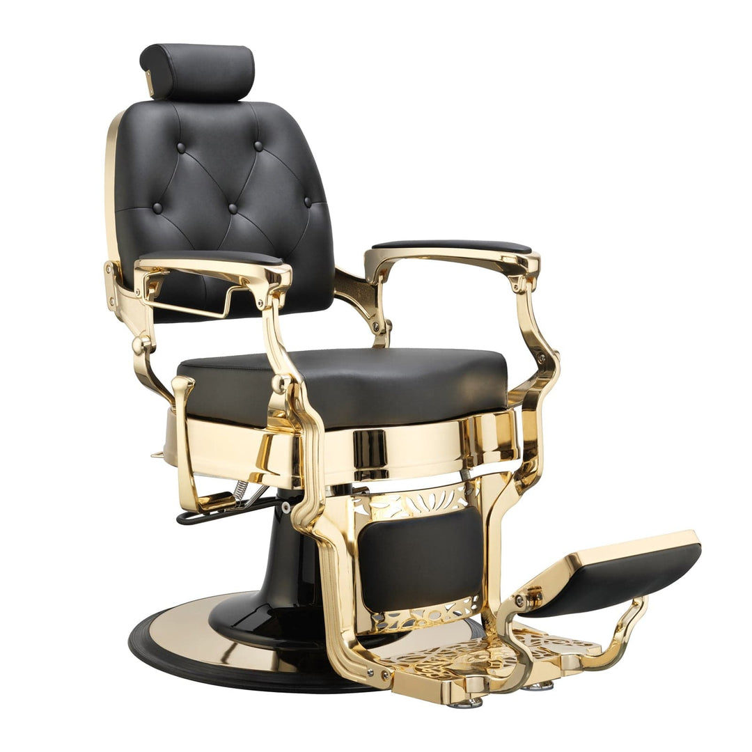 Berkeley Adams Vintage Barber Chair, Reclining Heavy Duty Barber Chair Black & Gold HON-BBCHR-52023-BLKGLD