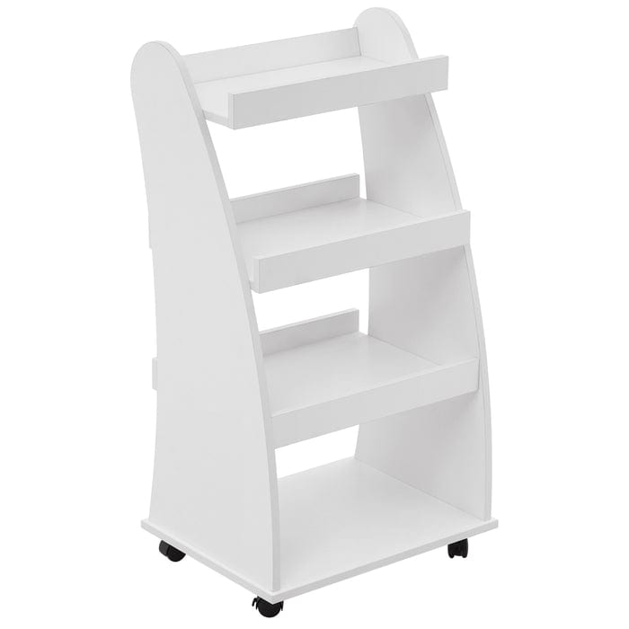 Brooks Salon Furnishing Alex 4-Tier Salon Rolling Utility Cart White FF-BBP-TRLY-6154-2030-WHT