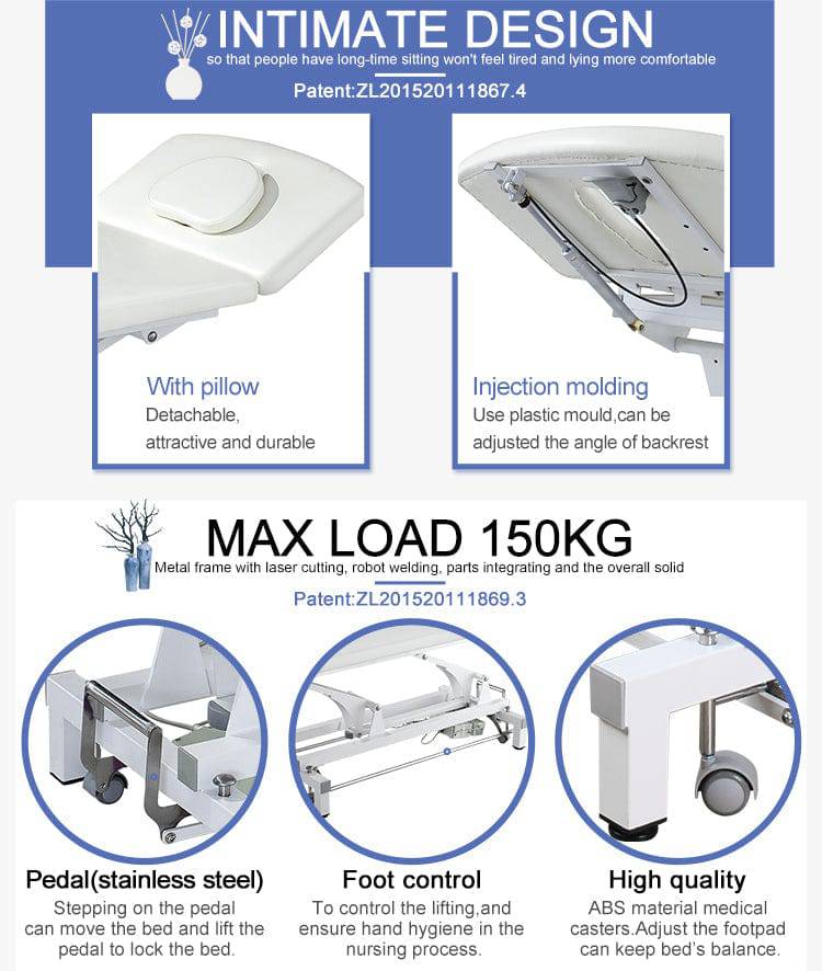 Beauty-Ace 2 Section Adjustable Electric Facial Bed, Physical Therapy Table (White) BAS808 FF-DPI-FCCHR-S808-WHT