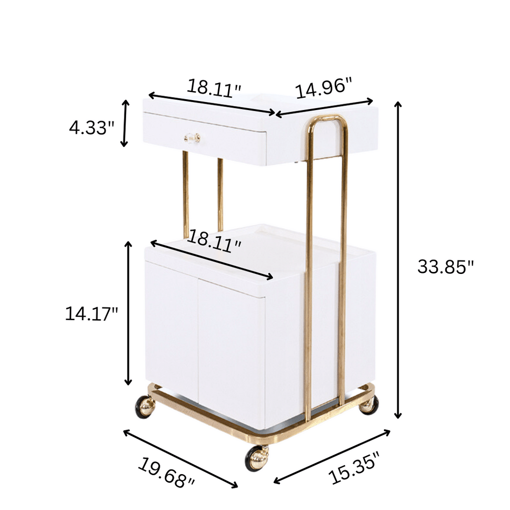 Beauty-Ace Beauty Salon Rolling Trolley With Double Storage FF-DPI-TRLY-OY006-WHT