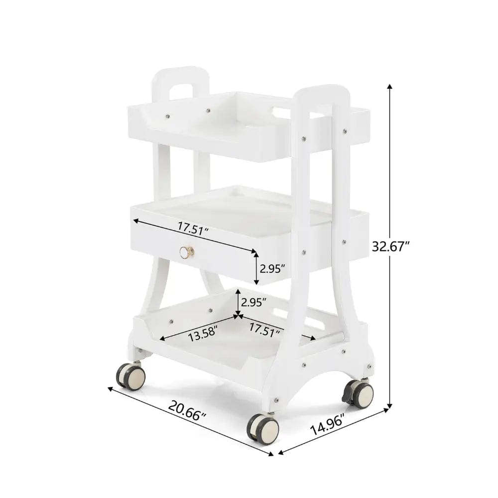 Beauty-Ace Beauty Salon Rolling Trolley ML004 with one Drawer FF-DPI-TRLY-ML004-WHT