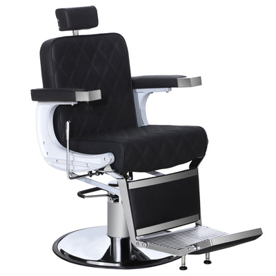 Brooks Salon Furnishing Majestic Luxe Barber Chair Black with Black Stitches DSP-BBP-BBCHR-6154-3825AB