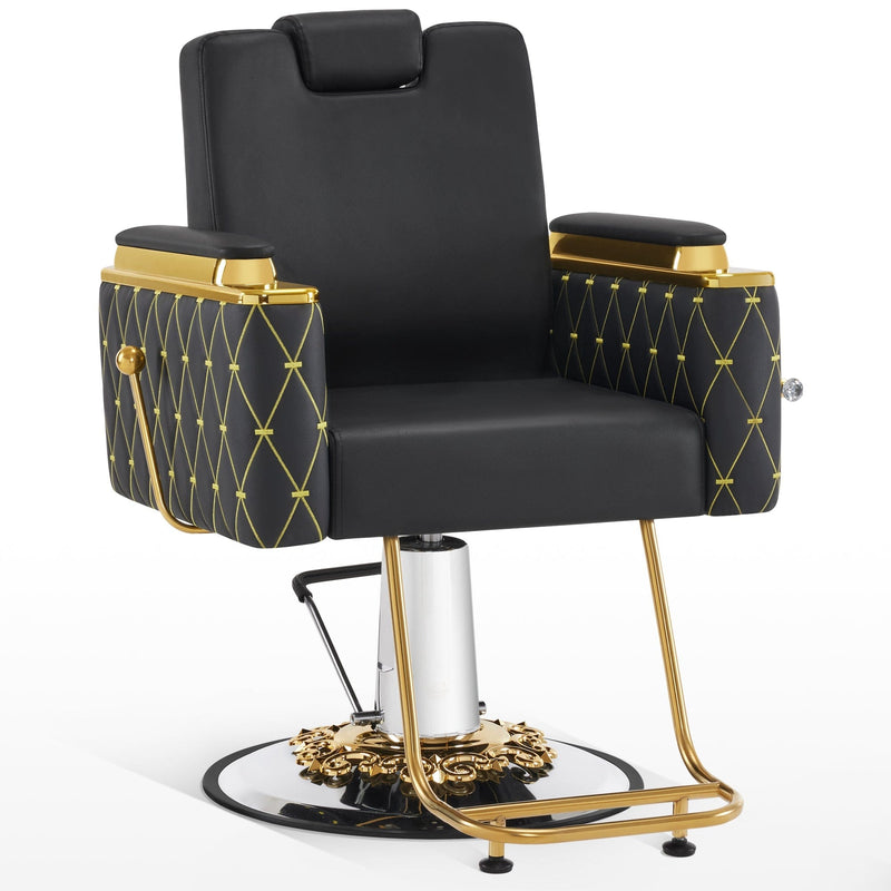 Brooks Salon Furnishing The Royale Barber Chair Black&Gold DSP-BBP-APCHR-6154-MT-8623BGD