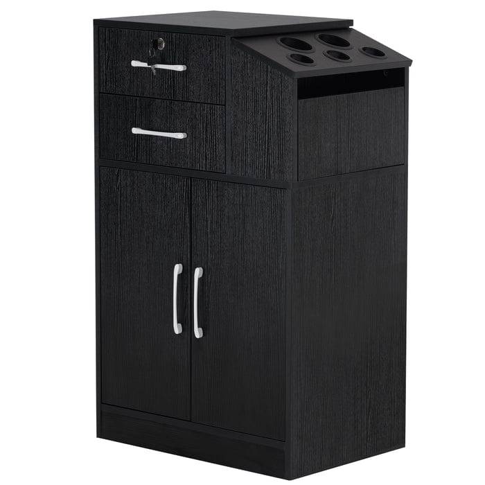 Brooks Salon Furnishing Ethan Locking Styling & Barber Station Black FF-BBP-SYSTL-6154-DC2005-BLK