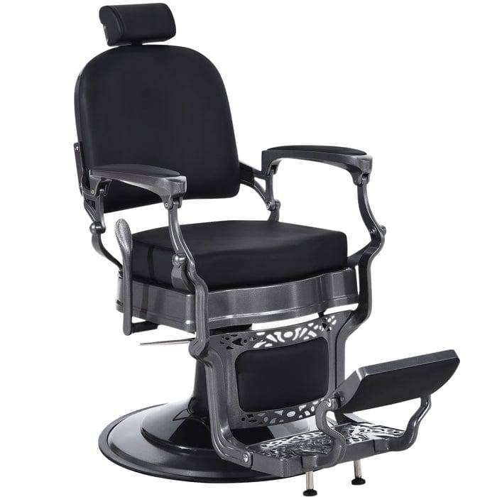 Brooks Salon Furnishing ClassicRevive All-Purpose Hydraulic Vintage Barber Chair Black FF-BBP-BBCHR-3850-BLK