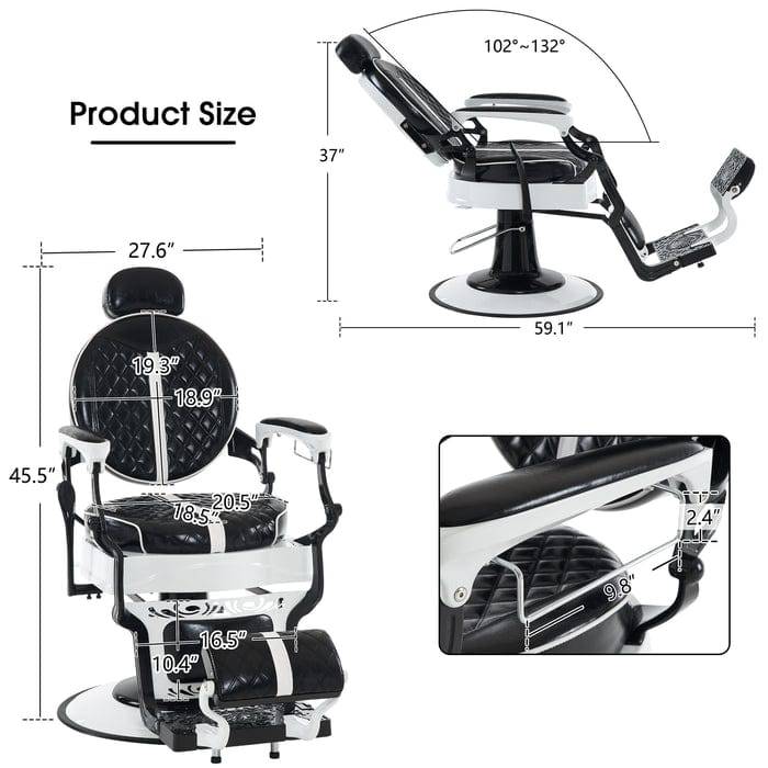 Brooks Salon Furnishing Vintage Luxe Pro Hydraulic Barber Chair