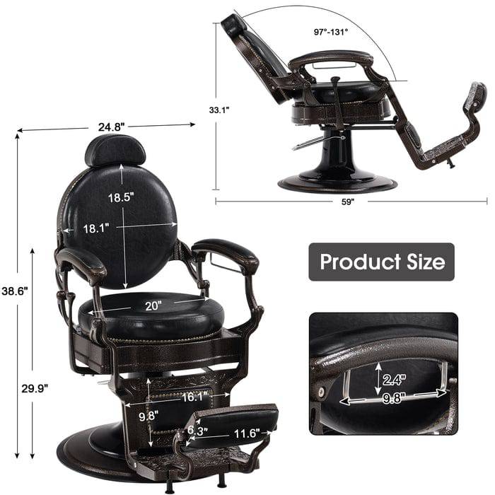 Brooks Salon Furnishing RetroFlex Heavy-Duty All-Purpose Hydraulic Barber Chair