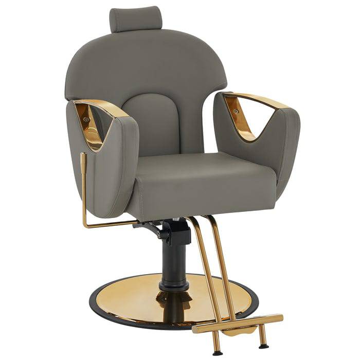 Brooks Salon Furnishing OpulentElegance Hydraulic Recline Barber Throne - Salon Majesty Edition Grey FF-BBP-BBCHR-9578-GRY