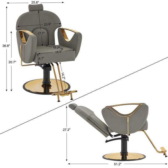 Brooks Salon Furnishing OpulentElegance Hydraulic Recline Barber Throne - Salon Majesty Edition