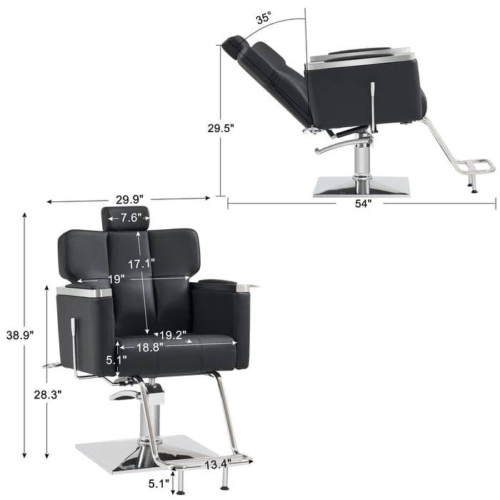 Brooks Salon Furnishing EleganceFlow Pro Modern Recline Hydraulic Barber Chair