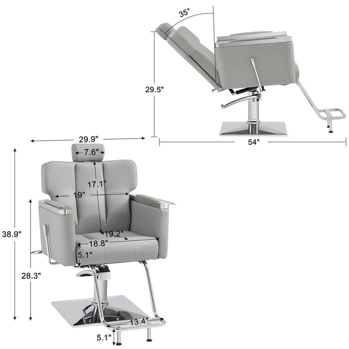 Brooks Salon Furnishing EleganceFlow Pro Modern Recline Hydraulic Barber Chair