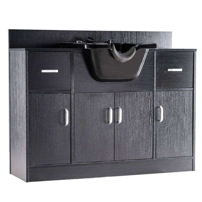 Brooks Salon Furnishing ArtisanFlow Shampoo Backwash Artist Station with Stylist Bowl & Spa Cabinet 7139-Black FF-BBP-BWSH-7139-BLK-KIT