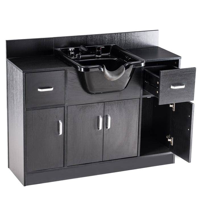 Brooks Salon Furnishing ArtisanFlow Shampoo Backwash Artist Station with Stylist Bowl & Spa Cabinet