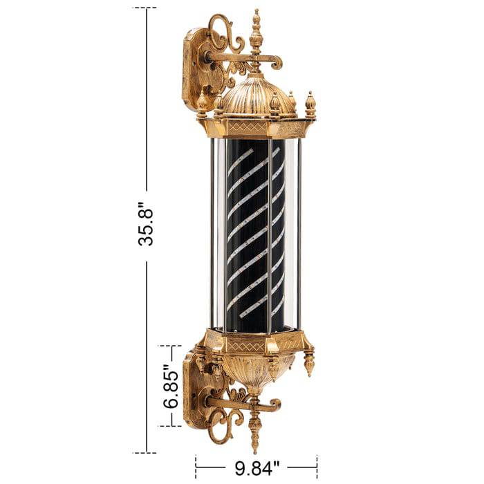 Brooks Salon Furnishing King Barber Pole w/ LED Light DSP-BBP-BBP-L080BW-GLD