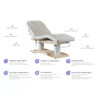 Dermalogic Seville Electric Spa Treatment Table / 3 motors HZH-FCCHR-3818B-WHT