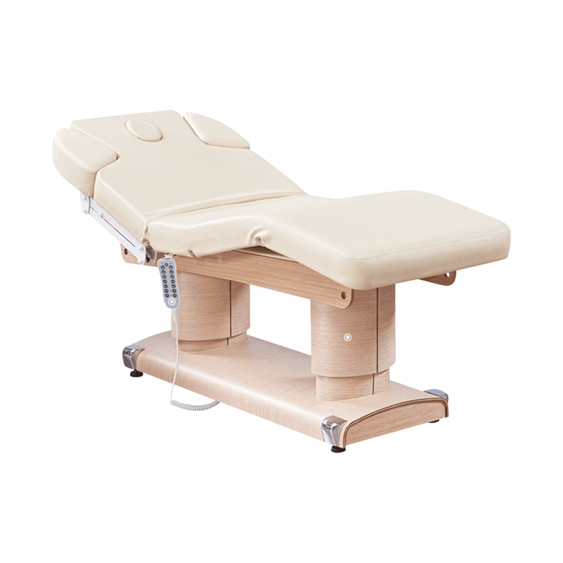 Dermalogic Belvedere Electric Spa Treatment Table Beige & Original Wood HZH-FCCHR-3838-BGE