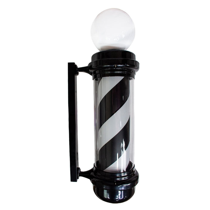 Berkeley 35" Barber Shop Pole With Rotating LED Light (Black and White) MEI-BBP-337-WHTBLK