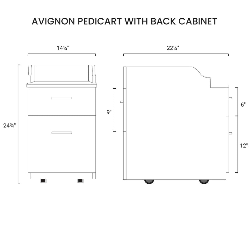 Mayakoba AVIGNON Pedicart with back cabinet RTG-NTRLY-125